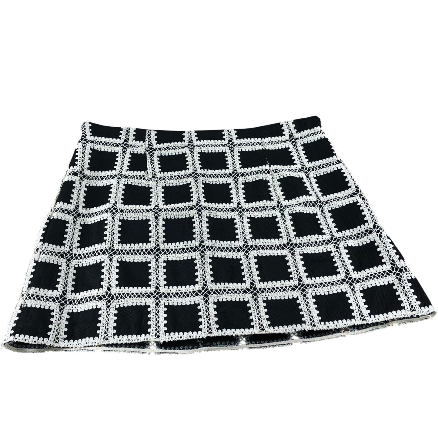 River Island Women's Black White Crochet A-Line Skirt - Size 18