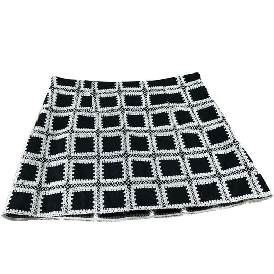 River Island Women's Black White Crochet A-Line Skirt - Size 18