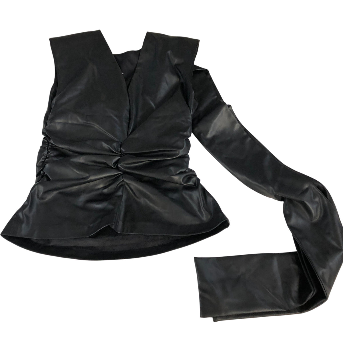 River Island Black Faux Leather Scarf Top Women’s Sleeveless Stylish Blouse