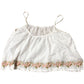 Women's White Embroidered Crop Top Cotton Spaghetti Size 16