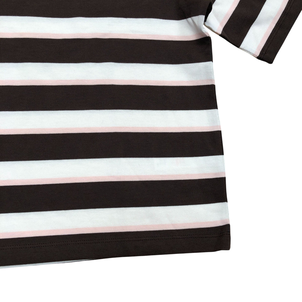 Oversized Cropped Boxy Fit Stripe Cotton T-Shirt Brown/Pink