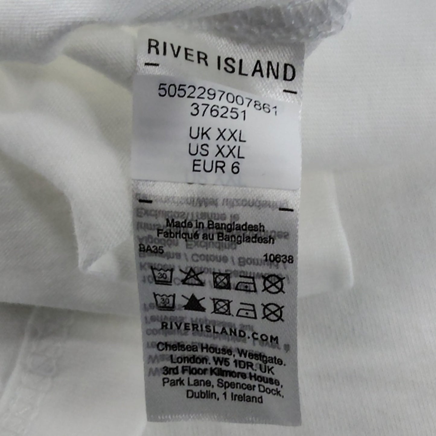 River Island Regular Fit T-Shirt XL Men's White Green Print Tropical Design