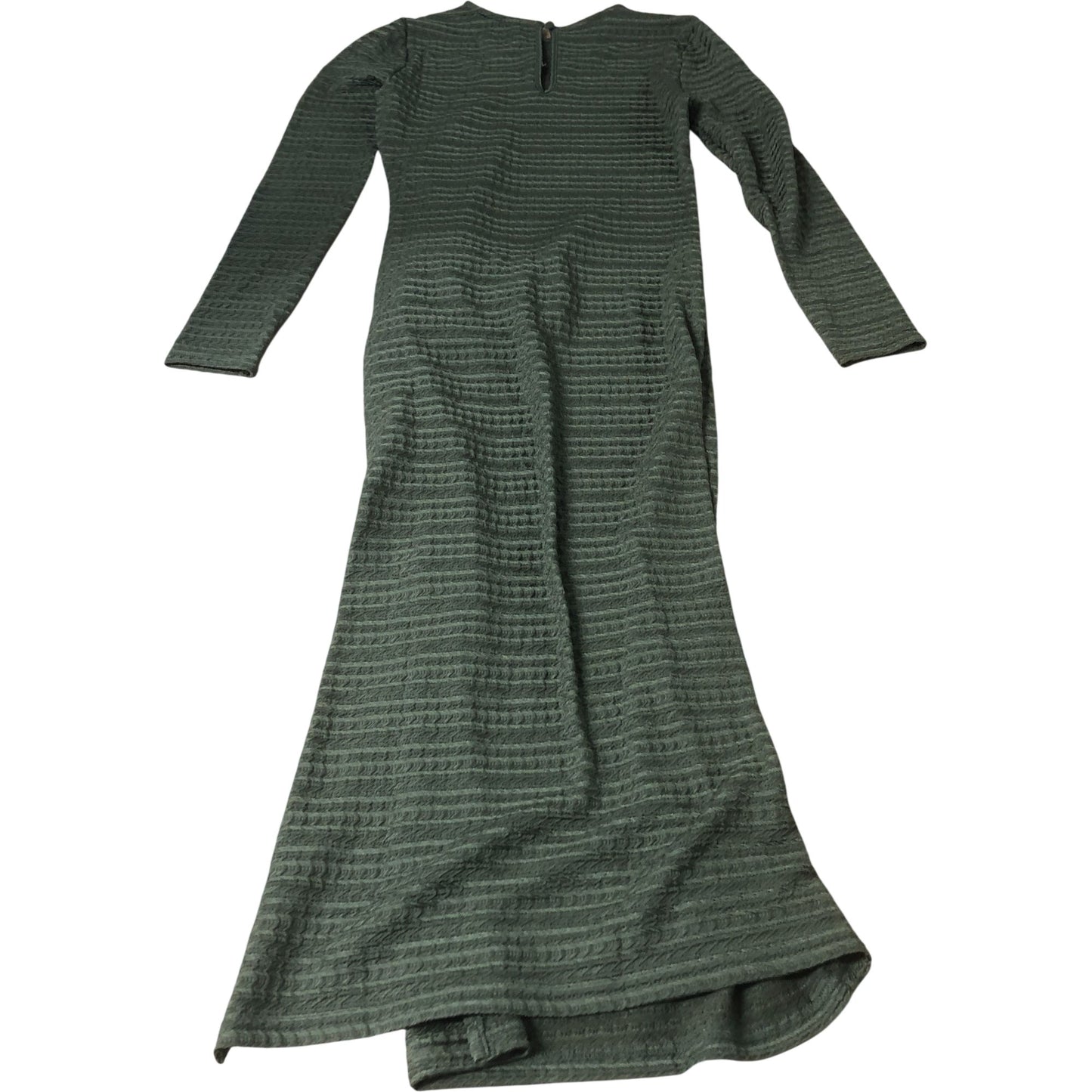 Long Sleeve Dress Women's Olive Green Textured Maxi XS