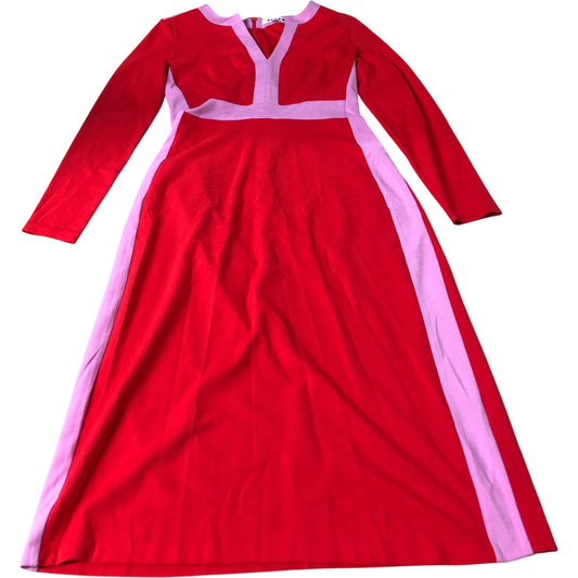 Boden Long Sleeve Dress Red Pink Colour Block Chic Evening Wear UK12