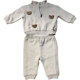 River Island Kids Tracksuit Set Size 0-3 Months Girls Beige With Bear Detail
