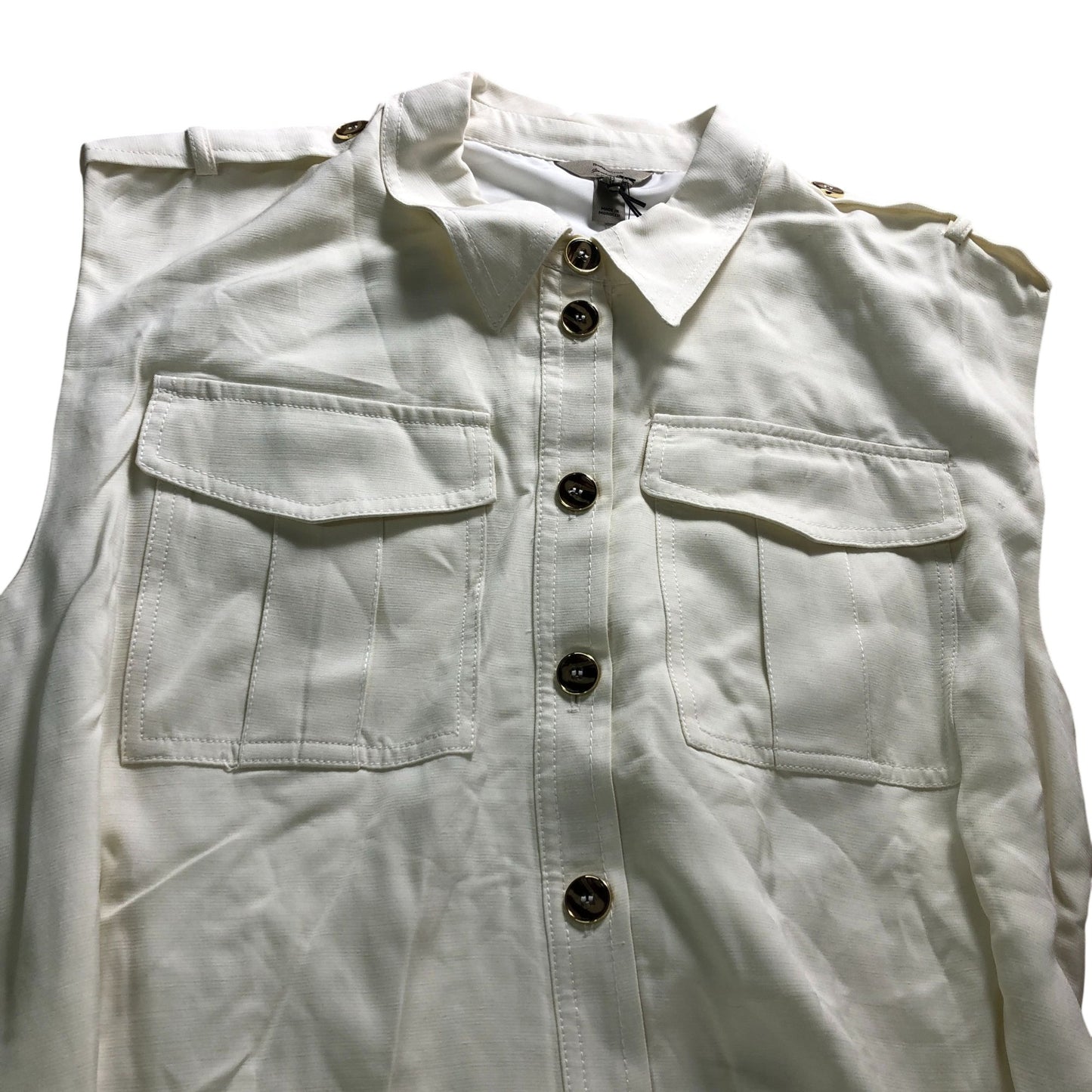 River Island Shirt Dress UK16 Women's Button Front Sleeveless White