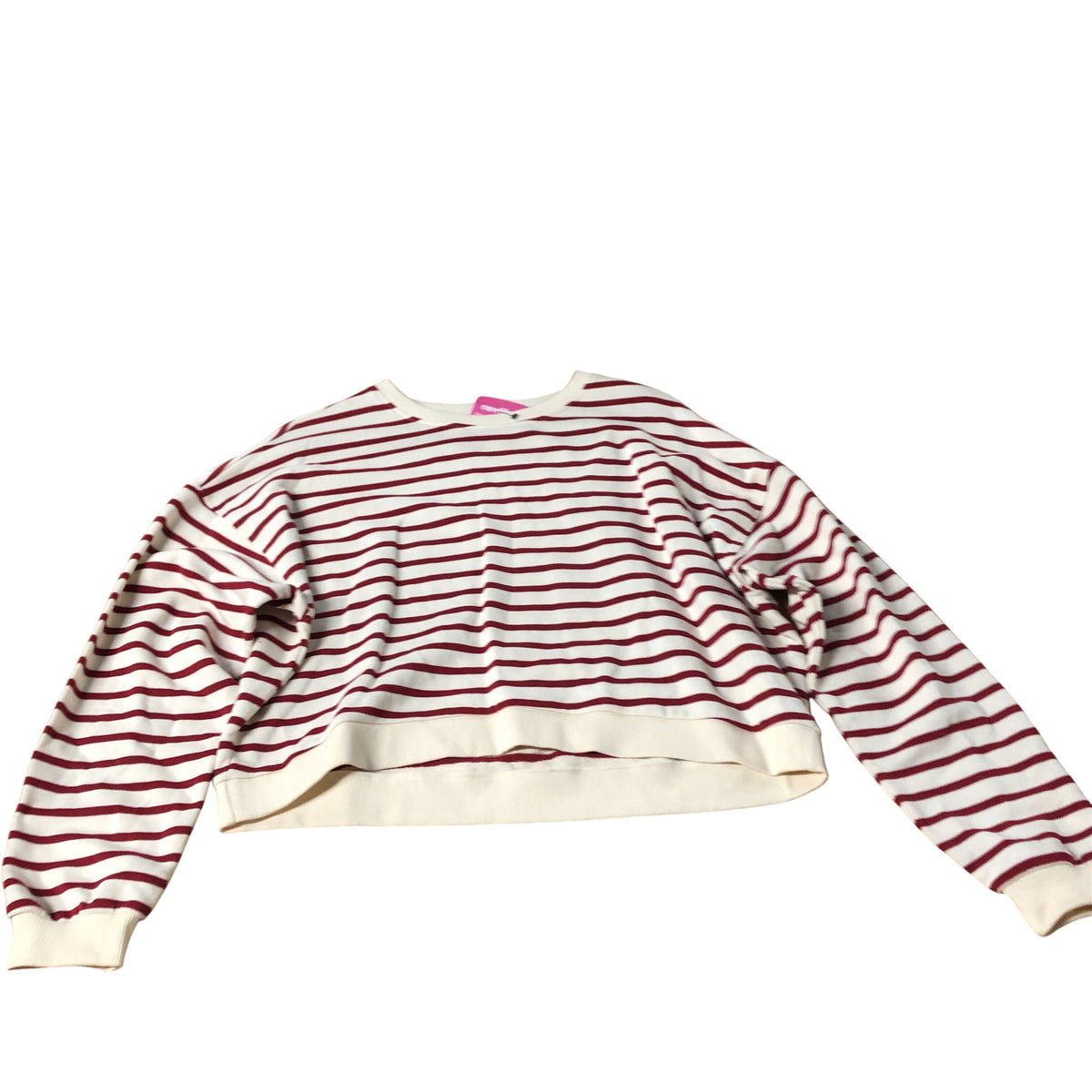 River Island Striped Cropped Sweatshirt Women's Red And Cream Casual Top Medium