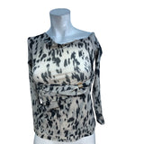 River Island Long Sleeve Top Size 8 Women's Abstract Print Stretchy Blouse