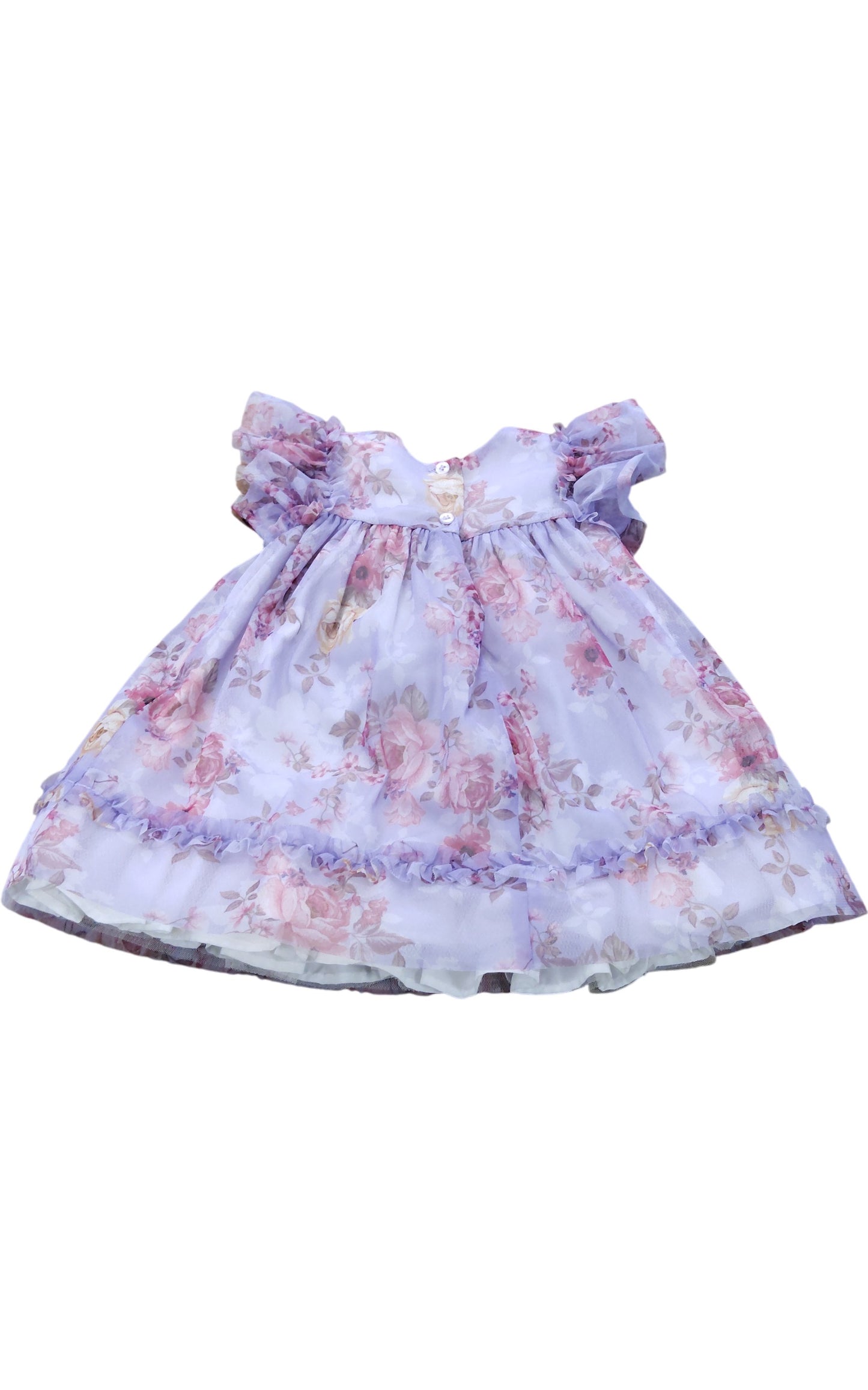 River Island Floral Dress UK6-9Mths Girls Purple Ruffle Sleeve Toddler Outfit