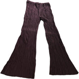 River Island UKS Women's Plisse Trousers Burgundy Flared Stretch