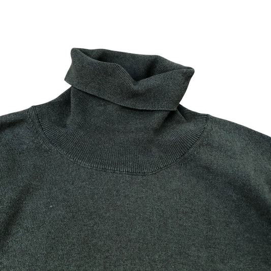 Roll Neck Sweater Size XL Slim Fit Men's Olive Green Merino