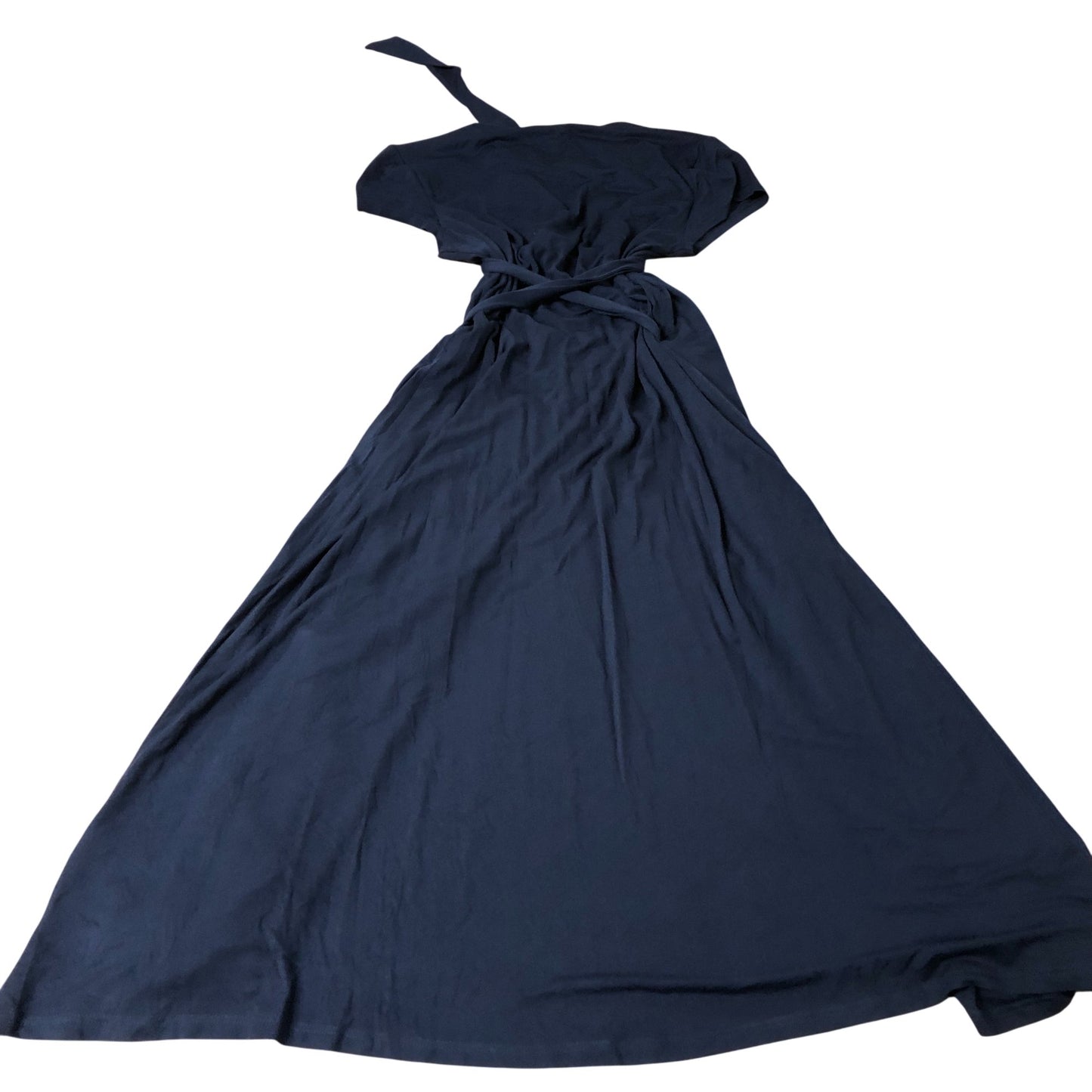 Navy Wrap Dress Women Jersey Viscose Short Sleeve Casual UK12