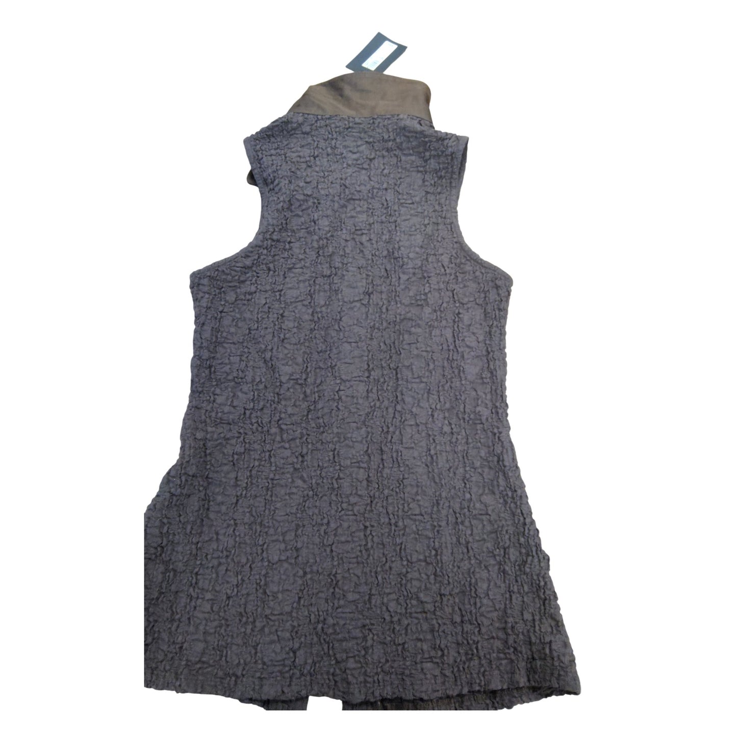 Dark Brown Sleeveless Shirt UK8 Women's Button-Up Crinkle Textured Fashion