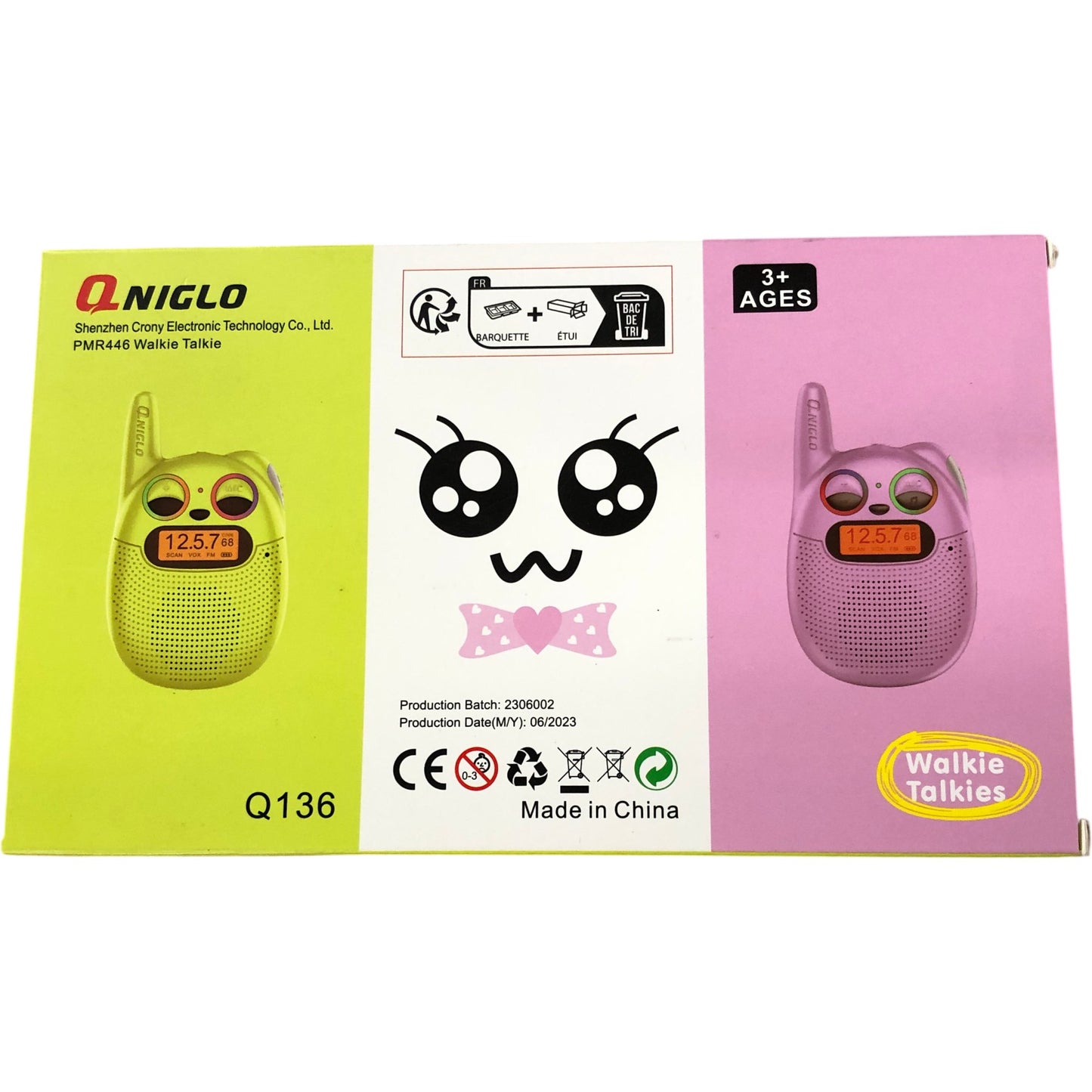 Q.NIGLO Q136 PMR446 Walkie Talkies for Kids 3 Plus Years Yellow Blue Toy