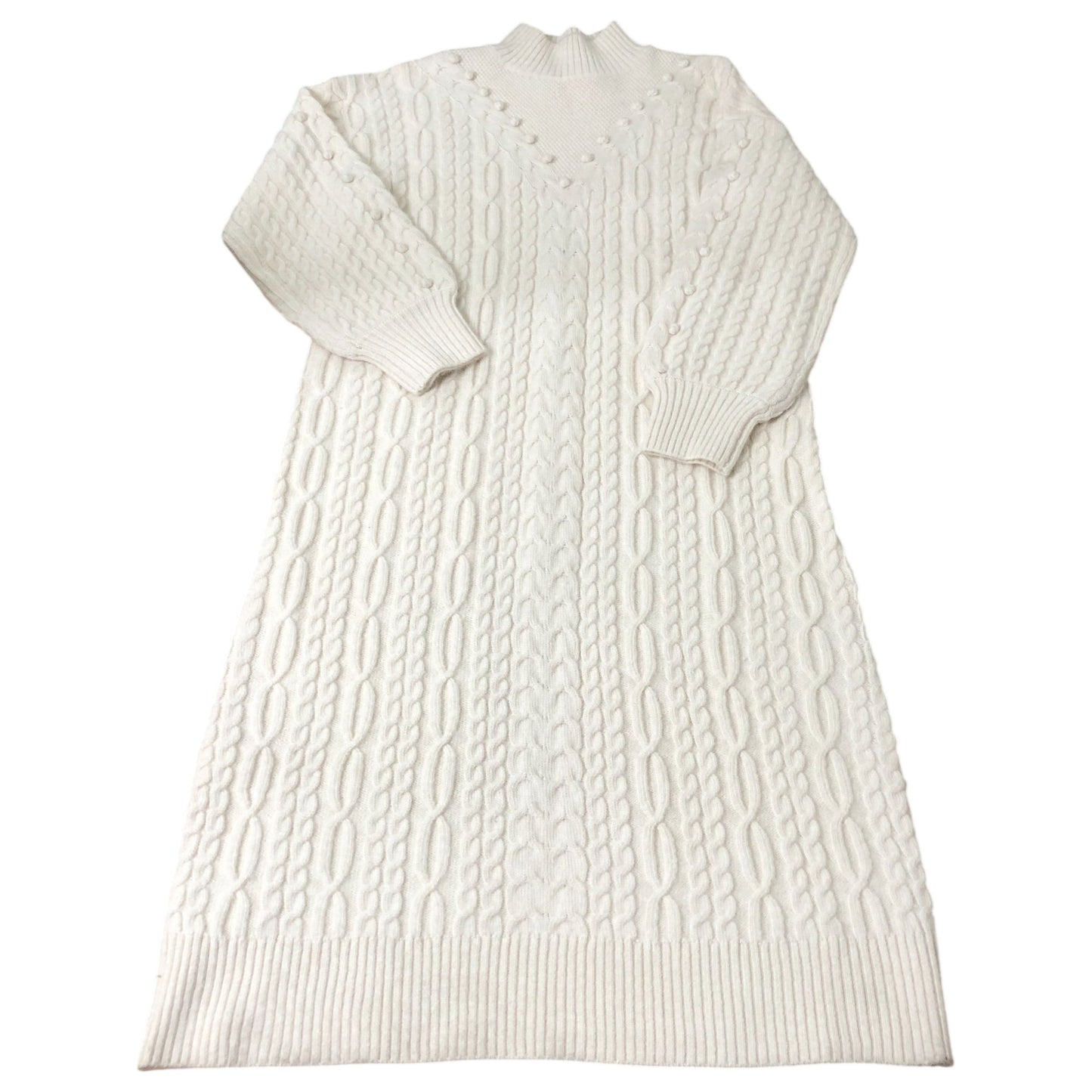 Women's Wool Blend Cream Cable Knit Sweater Dress Size XL