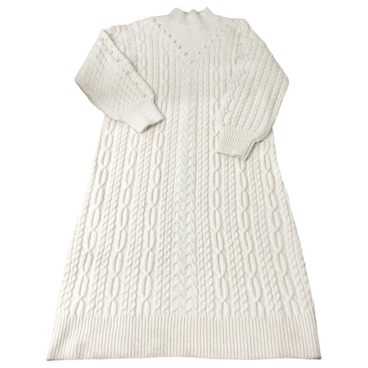 Women's Wool Blend Cream Cable Knit Sweater Dress Size XL