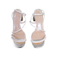 Elegant Strappy High Heel Sandals UK8 Women's Wide Fit Rose Gold Glitter
