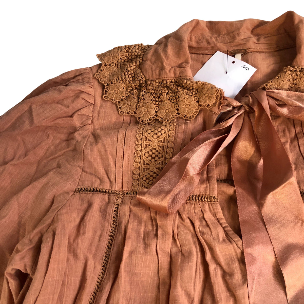 Women's Orange Long Sleeve Lace Dress