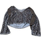 Sequin Crop Top UK Size 14 Women's Long Sleeve Stretchy Brown