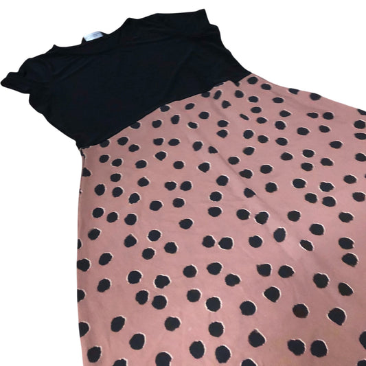 M&Co UK10 Women's Polka Dot Maxi Dress Black Top Beige Skirt Casual Wear
