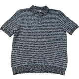 Cotton Rich Polo Shirt Short Sleeve Striped Knit Top Size M