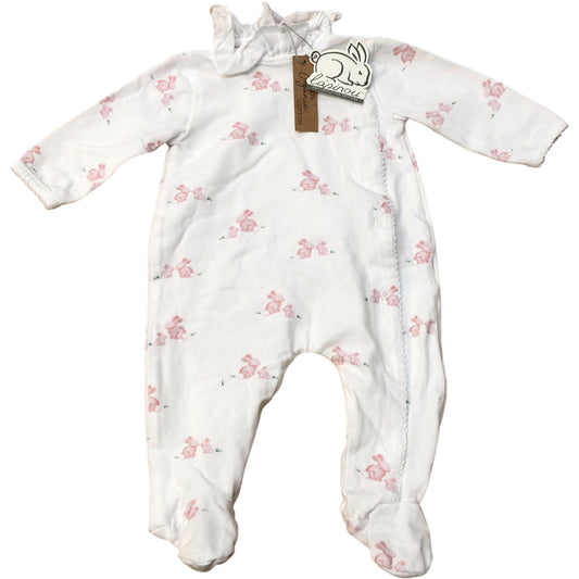 Lapinou Bunny All In One Baby Pink Floral Organic Cotton 1-3M