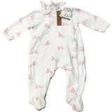 Lapinou Bunny All In One Baby Pink Floral Organic Cotton 1-3M