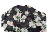 River Island Black Floral Print Dress UK16 Women's Short Sleeve Chiffon
