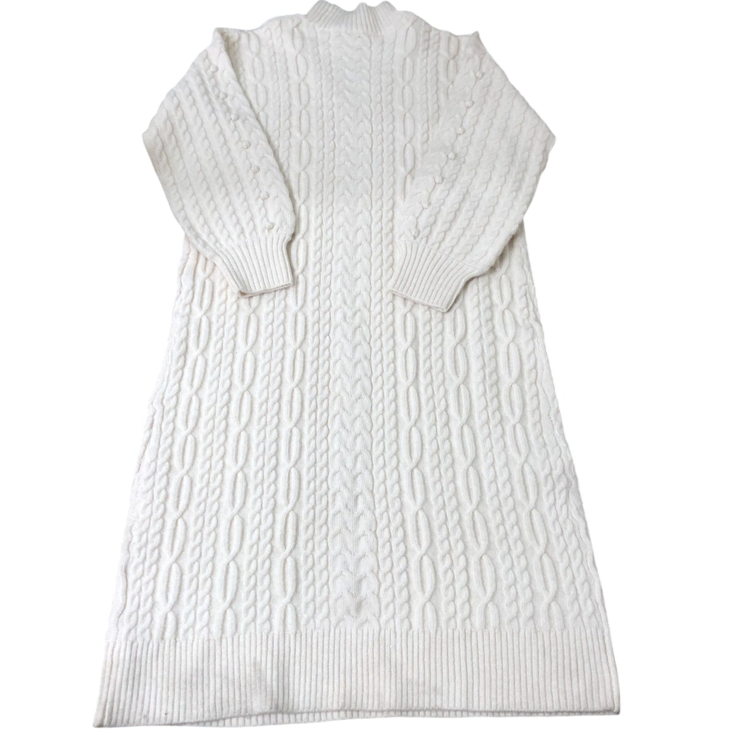 Women's Wool Blend Cream Cable Knit Sweater Dress Size L