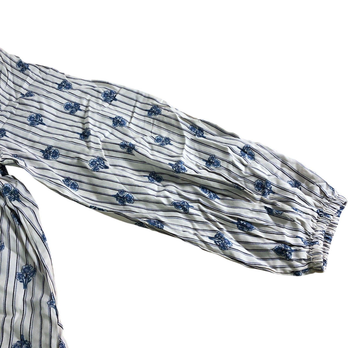 Women's Floral Print Striped Blouse Size 18 White/Blue