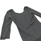 Long Sleeve Top Women's Striped Scoop Neck Black White UK10