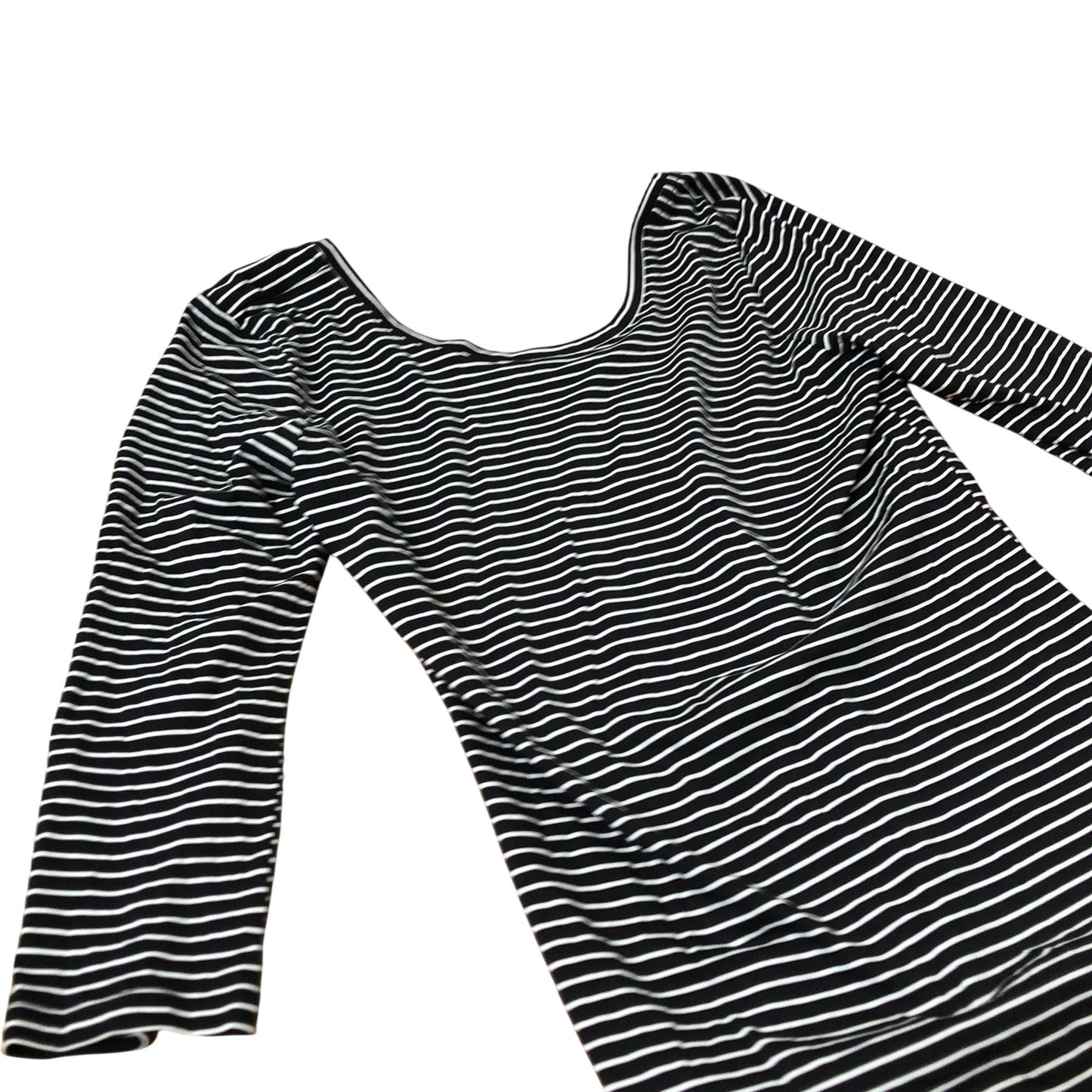 Long Sleeve Top Women's Striped Scoop Neck Black White UK10