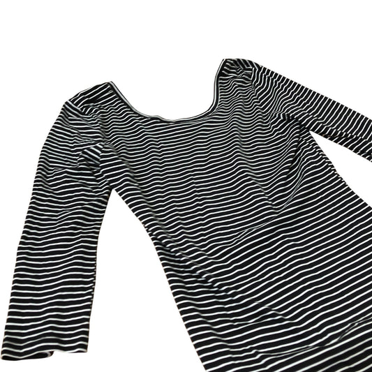 Long Sleeve Top Women's Striped Scoop Neck Black White UK10