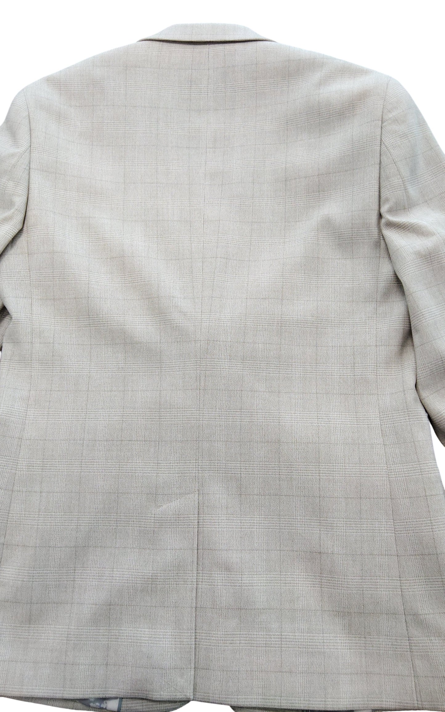 River Island UK36R Men's Beige Check Blazer Suit Jacket Modern Fit Stylish