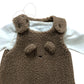 Newborn Baby Playsuit 2 Part Set Brown Fleece Bodysuit with White Sleeves