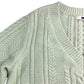 Women's Size 12 Mint Green Cable Knit Sweater V Neck Long Sleeve