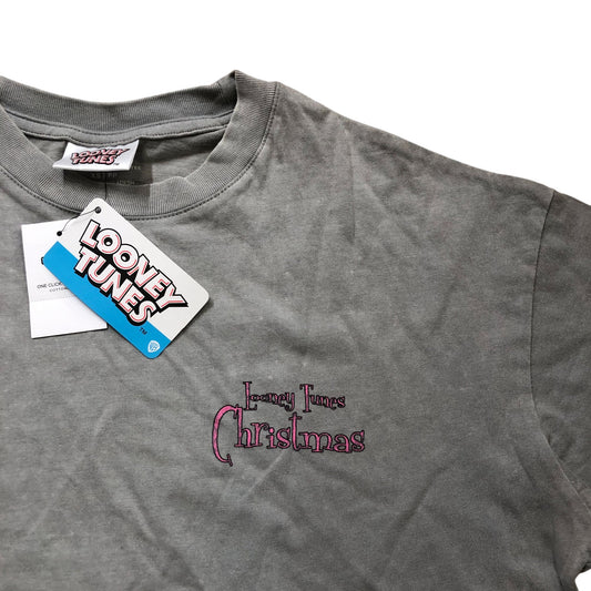 Distressed Look Looney Tunes Christmas T-Shirt XS Cartoon Grey Relaxed Fit Tee