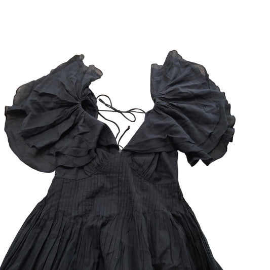 River Island UK6 Women's Black Puff Sleeve Maxi Dress Elegant Design