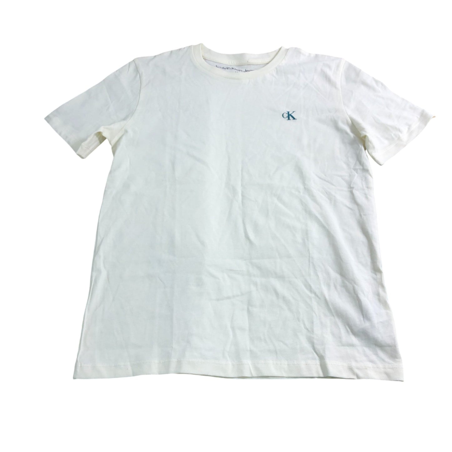 Calvin Klein Jeans Classic T-Shirt Size 14 Women's Cream Short Sleeve Cotton