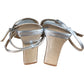Lou 90 Leather Peep Toe High Heels - Silver - Size UK 5