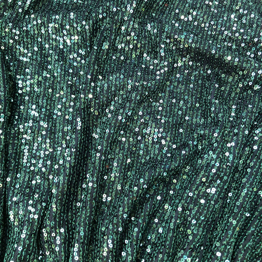 Sequinned Dress UK18 Women's Long Sleeve Wrap Style Black Green