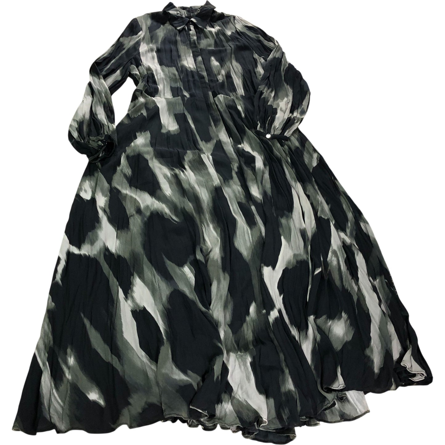 Printed Shirt Dress UK12 Women's Long Sleeve Midi Casual