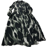Printed Shirt Dress UK12 Women's Long Sleeve Midi Casual