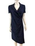 Branded Navy Blue Wrap Dress Women's UK12 Smart Casual Short Sleeve Elegant