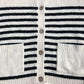 Bonnie Cardi Women's Striped Knit Cardigan Ivory Multi Soft Wool