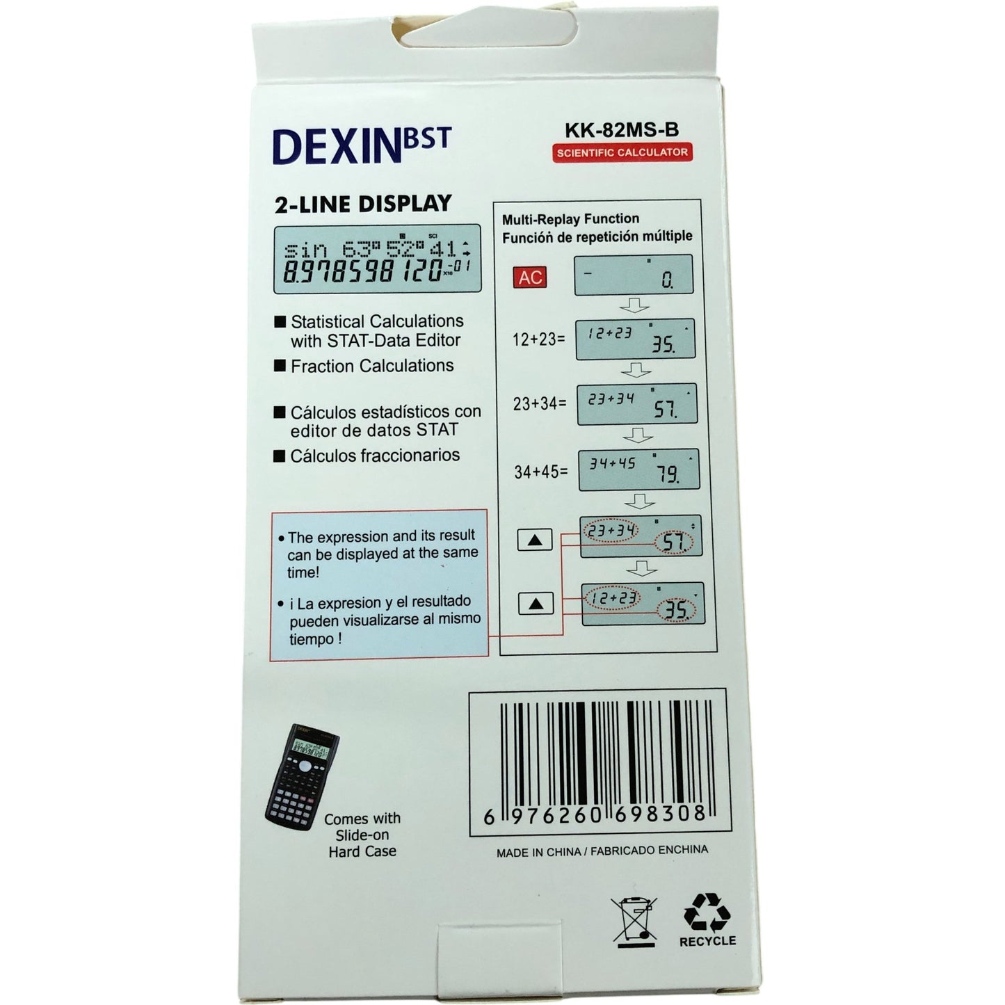 DEXINBST Scientific Calculator 240 Functions Easy Menu Battery KK-82MS-B