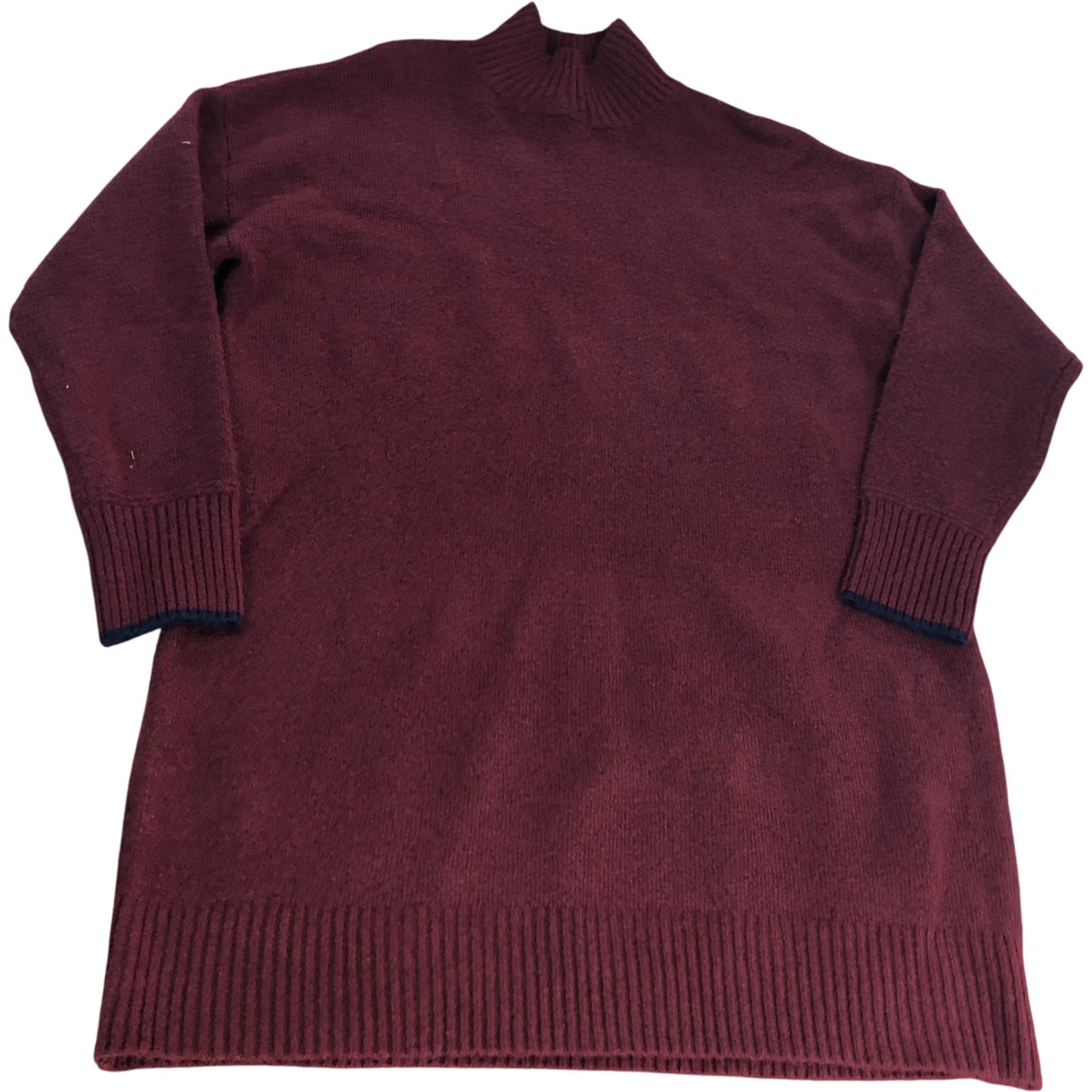 Joules Women's Chunky Knit Jumper Size M  Burgundy High Neck Sweater