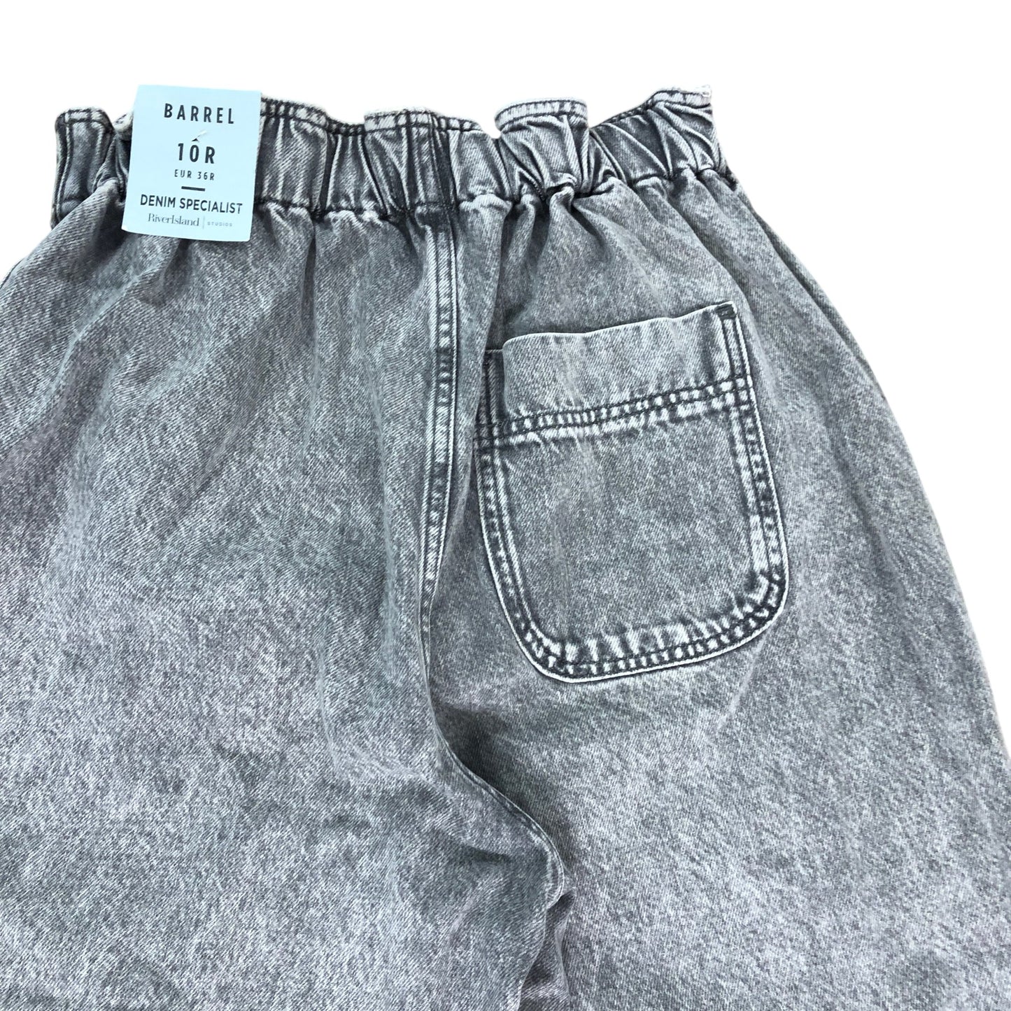 River Island Barrel Jeans UK12XS Women's Casual High Waisted Grey Denim