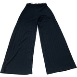 River Island Women's Wide Leg Trousers Black Ribbed Stretch Polyester