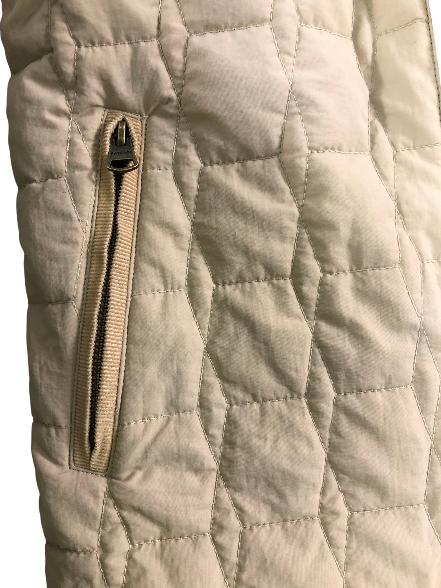 FATFACE Quilted Hooded Jacket Women's Chunky Fleece Cream Size UK 6
